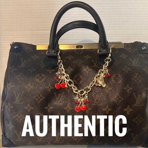 Louis Vuitton Brown Monogram Satchel with Gold Accents